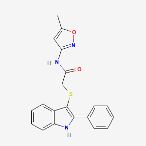 molecular formula C20H17N3O2S B2703920 N-(5-methyl-1,2-oxazol-3-yl)-2-[(2-phenyl-1H-indol-3-yl)sulfanyl]acetamide CAS No. 536979-13-2