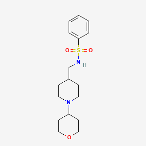 molecular formula C17H26N2O3S B2703924 N-{[1-(oxan-4-yl)piperidin-4-yl]methyl}benzenesulfonamide CAS No. 2034325-15-8