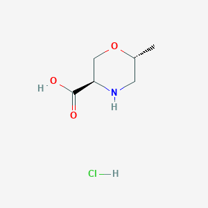 molecular formula C6H12ClNO3 B2703936 rac-(3R,6R)-6-methylmorpholine-3-carboxylic acid hydrochloride CAS No. 2059909-93-0