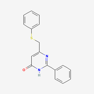 molecular formula C17H14N2OS B2703957 2-Phenyl-6-[(phenylsulfanyl)methyl]-4-pyrimidinol CAS No. 339014-42-5