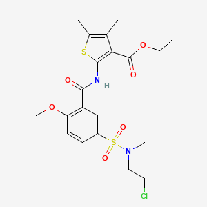 molecular formula C20H25ClN2O6S2 B2703978 ETHYL 2-{5-[(2-CHLOROETHYL)(METHYL)SULFAMOYL]-2-METHOXYBENZAMIDO}-4,5-DIMETHYLTHIOPHENE-3-CARBOXYLATE CAS No. 620571-45-1