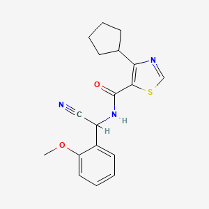 molecular formula C18H19N3O2S B2704003 N-[cyano(2-methoxyphenyl)methyl]-4-cyclopentyl-1,3-thiazole-5-carboxamide CAS No. 1797846-83-3