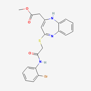 molecular formula C20H18BrN3O3S B2704017 methyl 2-[4-({[(2-bromophenyl)carbamoyl]methyl}sulfanyl)-1H-1,5-benzodiazepin-2-yl]acetate CAS No. 1251557-50-2