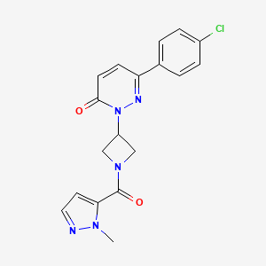 molecular formula C18H16ClN5O2 B2704022 6-(4-chlorophenyl)-2-[1-(1-methyl-1H-pyrazole-5-carbonyl)azetidin-3-yl]-2,3-dihydropyridazin-3-one CAS No. 2380145-37-7