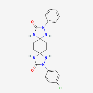 molecular formula C20H21ClN6O2 B2704044 2-(4-Chlorophenyl)-10-phenyl-1,2,4,9,10,12-hexaazadispiro(4.2.4.2)tetradecane-3,11-dione CAS No. 338956-28-8