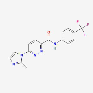 molecular formula C16H12F3N5O B2704047 6-(2-methyl-1H-imidazol-1-yl)-N-(4-(trifluoromethyl)phenyl)pyridazine-3-carboxamide CAS No. 1396708-65-8