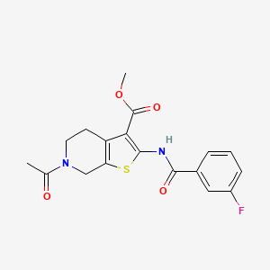 molecular formula C18H17FN2O4S B2704071 Methyl 6-acetyl-2-(3-fluorobenzamido)-4,5,6,7-tetrahydrothieno[2,3-c]pyridine-3-carboxylate CAS No. 887893-41-6