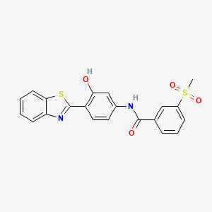 molecular formula C21H16N2O4S2 B2704101 N-[4-(1,3-benzothiazol-2-yl)-3-hydroxyphenyl]-3-methanesulfonylbenzamide CAS No. 896284-29-0