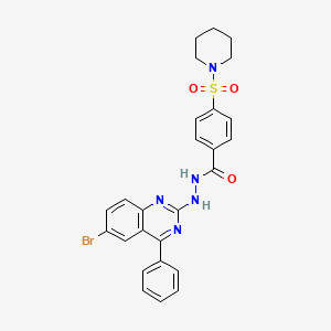 molecular formula C26H24BrN5O3S B2704144 N'-(6-bromo-4-phenylquinazolin-2-yl)-4-(piperidine-1-sulfonyl)benzohydrazide CAS No. 330675-95-1