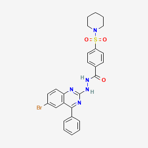 N'-(6-bromo-4-phenylquinazolin-2-yl)-4-piperidin-1-ylsulfonylbenzohydrazide