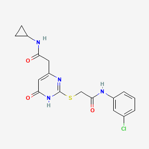 molecular formula C17H17ClN4O3S B2704146 N-(3-chlorophenyl)-2-((4-(2-(cyclopropylamino)-2-oxoethyl)-6-oxo-1,6-dihydropyrimidin-2-yl)thio)acetamide CAS No. 1105238-99-0