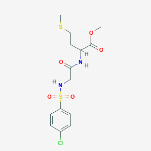 molecular formula C14H19ClN2O5S2 B2704152 Methyl 2-[(2-{[(4-chlorophenyl)sulfonyl]amino}acetyl)amino]-4-(methylsulfanyl)butanoate CAS No. 1164104-14-6