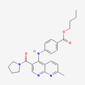 molecular formula C25H28N4O3 B2704155 Butyl 4-{[7-methyl-3-(pyrrolidine-1-carbonyl)-1,8-naphthyridin-4-yl]amino}benzoate CAS No. 1251569-43-3