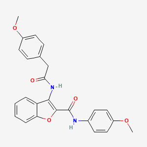 molecular formula C25H22N2O5 B2704167 N-(4-methoxyphenyl)-3-(2-(4-methoxyphenyl)acetamido)benzofuran-2-carboxamide CAS No. 847404-57-3