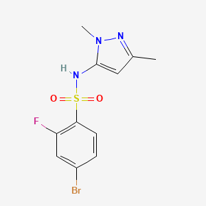 molecular formula C11H11BrFN3O2S B2704174 4-Bromo-N-(1,3-dimethyl-1H-pyrazol-5-yl)-2-fluorobenzenesulfonamide CAS No. 1711726-52-1