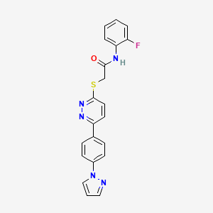 molecular formula C21H16FN5OS B2704190 N-(2-fluorophenyl)-2-({6-[4-(1H-pyrazol-1-yl)phenyl]pyridazin-3-yl}sulfanyl)acetamide CAS No. 1004185-67-4