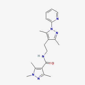 molecular formula C19H24N6O B2704256 N-(2-(3,5-dimethyl-1-(pyridin-2-yl)-1H-pyrazol-4-yl)ethyl)-1,3,5-trimethyl-1H-pyrazole-4-carboxamide CAS No. 2034257-17-3