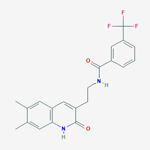 molecular formula C21H19F3N2O2 B2704291 N-[2-(6,7-dimethyl-2-oxo-1,2-dihydroquinolin-3-yl)ethyl]-3-(trifluoromethyl)benzamide CAS No. 688353-00-6