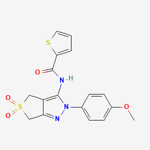 molecular formula C17H15N3O4S2 B2704330 N-[2-(4-methoxyphenyl)-5,5-dioxo-2H,4H,6H-5lambda6-thieno[3,4-c]pyrazol-3-yl]thiophene-2-carboxamide CAS No. 450337-69-6