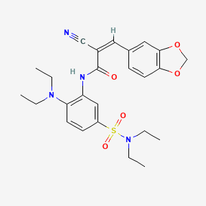 (Z)-3-(1,3-Benzodioxol-5-yl)-2-cyano-N-[2-(diethylamino)-5-(diethylsulfamoyl)phenyl]prop-2-enamide