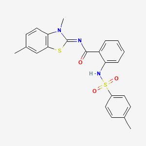molecular formula C23H21N3O3S2 B2704344 N-[(2E)-3,6-dimethyl-2,3-dihydro-1,3-benzothiazol-2-ylidene]-2-(4-methylbenzenesulfonamido)benzamide CAS No. 442535-80-0