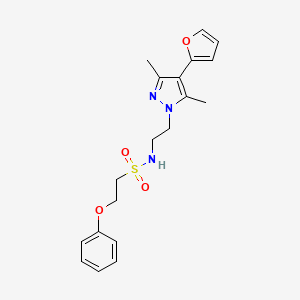 molecular formula C19H23N3O4S B2704360 N-(2-(4-(furan-2-yl)-3,5-dimethyl-1H-pyrazol-1-yl)ethyl)-2-phenoxyethanesulfonamide CAS No. 2034375-40-9