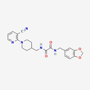molecular formula C22H23N5O4 B2704392 N1-(benzo[d][1,3]dioxol-5-ylmethyl)-N2-((1-(3-cyanopyridin-2-yl)piperidin-4-yl)methyl)oxalamide CAS No. 1796968-93-8