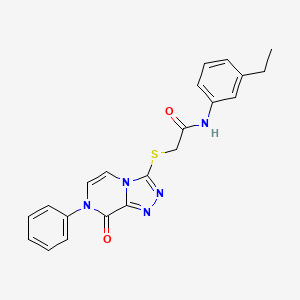 molecular formula C21H19N5O2S B2704400 N-(3-乙基苯基)-2-((8-氧代-7-苯基-7,8-二氢-[1,2,4]三唑并[4,3-a]吡嗪-3-基)硫)乙酰胺 CAS No. 1242994-49-5