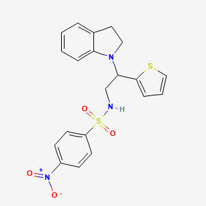N-(2-(indolin-1-yl)-2-(thiophen-2-yl)ethyl)-4-nitrobenzenesulfonamide
