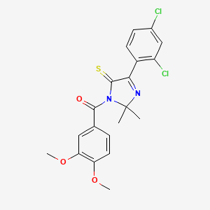 (4-(2,4-dichlorophenyl)-2,2-dimethyl-5-thioxo-2,5-dihydro-1H-imidazol-1-yl)(3,4-dimethoxyphenyl)methanone