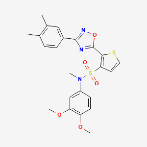 molecular formula C23H23N3O5S2 B2704418 N-(3,4-dimethoxyphenyl)-2-[3-(3,4-dimethylphenyl)-1,2,4-oxadiazol-5-yl]-N-methylthiophene-3-sulfonamide CAS No. 1207014-59-2