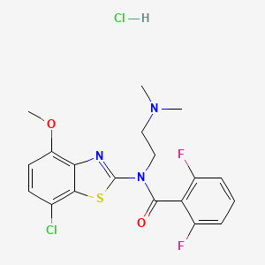 molecular formula C19H19Cl2F2N3O2S B2704424 N-(7-CHLORO-4-METHOXY-1,3-BENZOTHIAZOL-2-YL)-N-[2-(DIMETHYLAMINO)ETHYL]-2,6-DIFLUOROBENZAMIDE HYDROCHLORIDE CAS No. 1327521-05-0