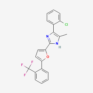 molecular formula C21H14ClF3N2O B2704492 4-(2-Chlorophenyl)-5-methyl-2-[5-[2-(trifluoromethyl)phenyl]furan-2-yl]-1H-imidazole CAS No. 1935723-13-9