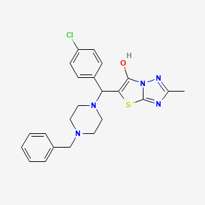 molecular formula C23H24ClN5OS B2704495 5-((4-Benzylpiperazin-1-yl)(4-chlorophenyl)methyl)-2-methylthiazolo[3,2-b][1,2,4]triazol-6-ol CAS No. 851809-52-4