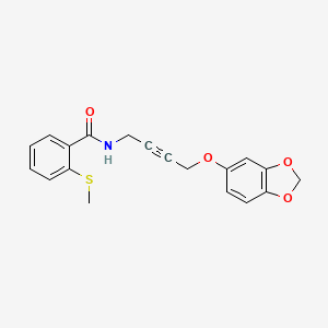 molecular formula C19H17NO4S B2704500 N-(4-(benzo[d][1,3]dioxol-5-yloxy)but-2-yn-1-yl)-2-(methylthio)benzamide CAS No. 1428373-00-5