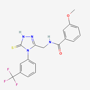 molecular formula C18H15F3N4O2S B2704512 3-methoxy-N-((5-thioxo-4-(3-(trifluoromethyl)phenyl)-4,5-dihydro-1H-1,2,4-triazol-3-yl)methyl)benzamide CAS No. 391886-80-9