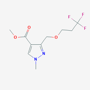 molecular formula C10H13F3N2O3 B2704546 Methyl 1-methyl-3-(3,3,3-trifluoropropoxymethyl)pyrazole-4-carboxylate CAS No. 1975117-80-6