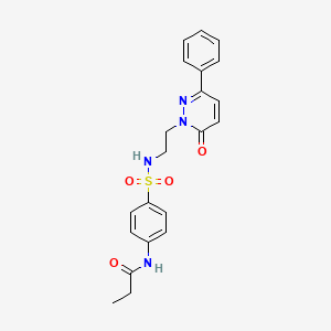 molecular formula C21H22N4O4S B2704547 N-(4-{[2-(6-oxo-3-phenyl-1,6-dihydropyridazin-1-yl)ethyl]sulfamoyl}phenyl)propanamide CAS No. 921535-32-2