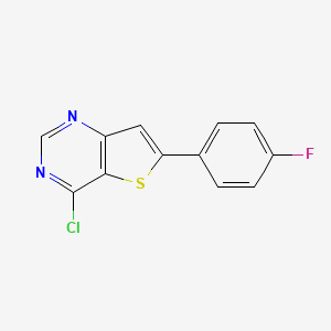 molecular formula C12H6ClFN2S B2704566 4-Chloro-6-(4-fluorophenyl)thieno[3,2-d]pyrimidine CAS No. 681260-56-0