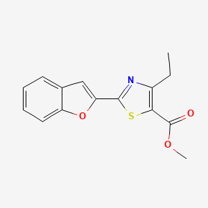 molecular formula C15H13NO3S B2704569 Methyl 2-(1-benzofuran-2-yl)-4-ethyl-1,3-thiazole-5-carboxylate CAS No. 2172481-73-9