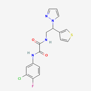 molecular formula C17H14ClFN4O2S B2704580 N'-(3-chloro-4-fluorophenyl)-N-[2-(1H-pyrazol-1-yl)-2-(thiophen-3-yl)ethyl]ethanediamide CAS No. 2034494-72-7