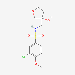 molecular formula C12H16ClNO5S B2704650 3-chloro-N-[(3-hydroxyoxolan-3-yl)methyl]-4-methoxybenzene-1-sulfonamide CAS No. 1914480-63-9