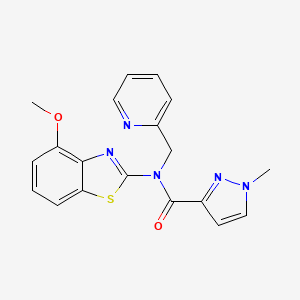 molecular formula C19H17N5O2S B2704686 N-(4-methoxybenzo[d]thiazol-2-yl)-1-methyl-N-(pyridin-2-ylmethyl)-1H-pyrazole-3-carboxamide CAS No. 1211811-64-1
