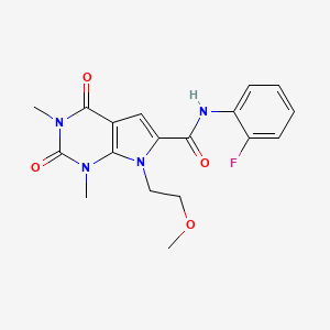 molecular formula C18H19FN4O4 B2704694 N-(2-fluorophenyl)-7-(2-methoxyethyl)-1,3-dimethyl-2,4-dioxo-2,3,4,7-tetrahydro-1H-pyrrolo[2,3-d]pyrimidine-6-carboxamide CAS No. 1021023-18-6