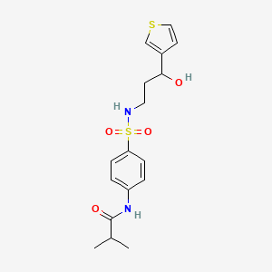 molecular formula C17H22N2O4S2 B2704705 N-(4-(N-(3-hydroxy-3-(thiophen-3-yl)propyl)sulfamoyl)phenyl)isobutyramide CAS No. 2034456-02-3