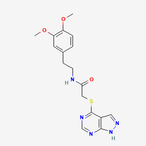 molecular formula C17H19N5O3S B2704712 N-[2-(3,4-dimethoxyphenyl)ethyl]-2-(1H-pyrazolo[3,4-d]pyrimidin-4-ylsulfanyl)acetamide CAS No. 736166-66-8