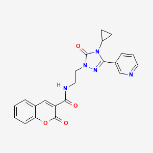 molecular formula C22H19N5O4 B2704730 N-{2-[4-cyclopropyl-5-oxo-3-(pyridin-3-yl)-4,5-dihydro-1H-1,2,4-triazol-1-yl]ethyl}-2-oxo-2H-chromene-3-carboxamide CAS No. 1798672-87-3