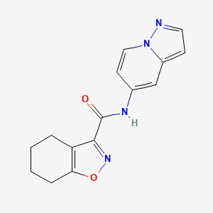 molecular formula C15H14N4O2 B2704739 N-(pyrazolo[1,5-a]pyridin-5-yl)-4,5,6,7-tetrahydrobenzo[d]isoxazole-3-carboxamide CAS No. 2034402-97-4