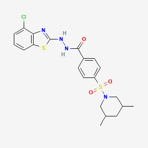 molecular formula C21H23ClN4O3S2 B2704780 N'-(4-chloro-1,3-benzothiazol-2-yl)-4-[(3,5-dimethylpiperidin-1-yl)sulfonyl]benzohydrazide CAS No. 851979-23-2