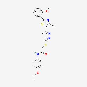 molecular formula C25H24N4O3S2 B2704839 N-(4-ethoxyphenyl)-2-({6-[2-(2-methoxyphenyl)-4-methyl-1,3-thiazol-5-yl]pyridazin-3-yl}sulfanyl)acetamide CAS No. 954589-25-4